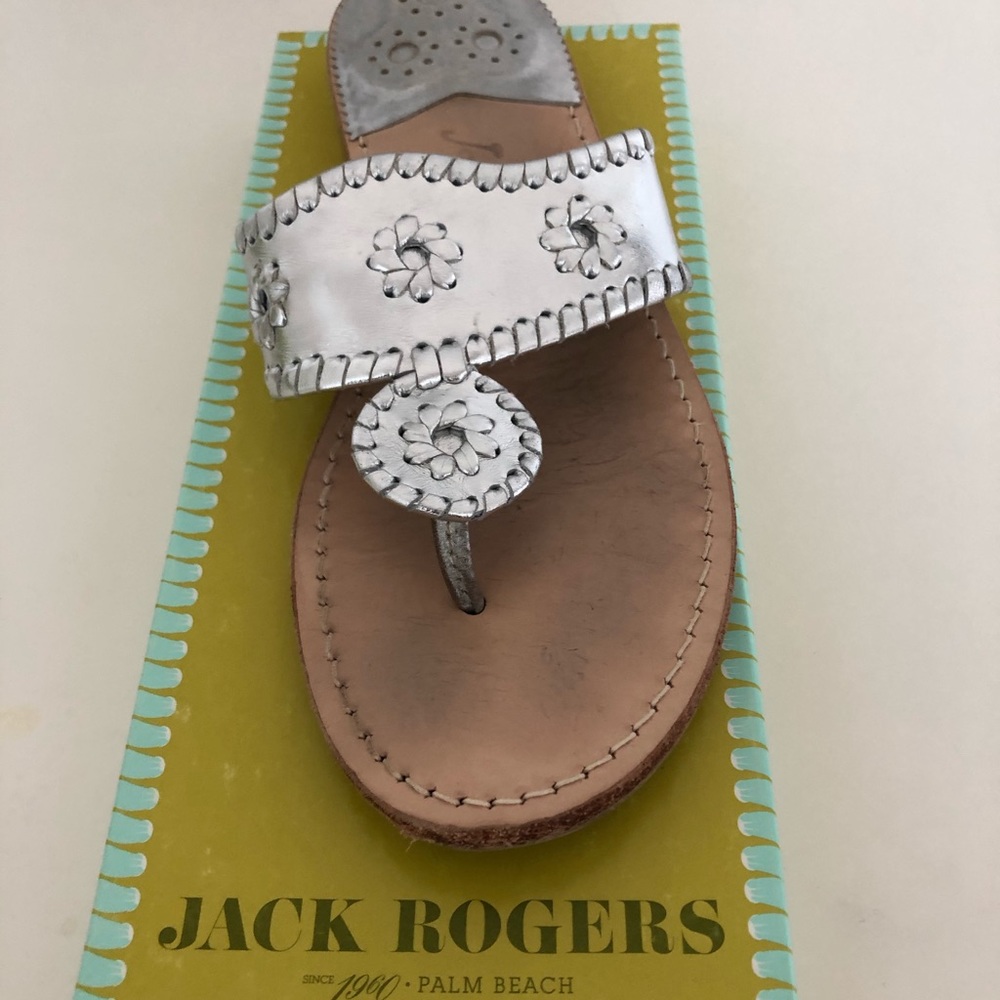 Jack Rogers Silver Hamptons Flat Size 9M
